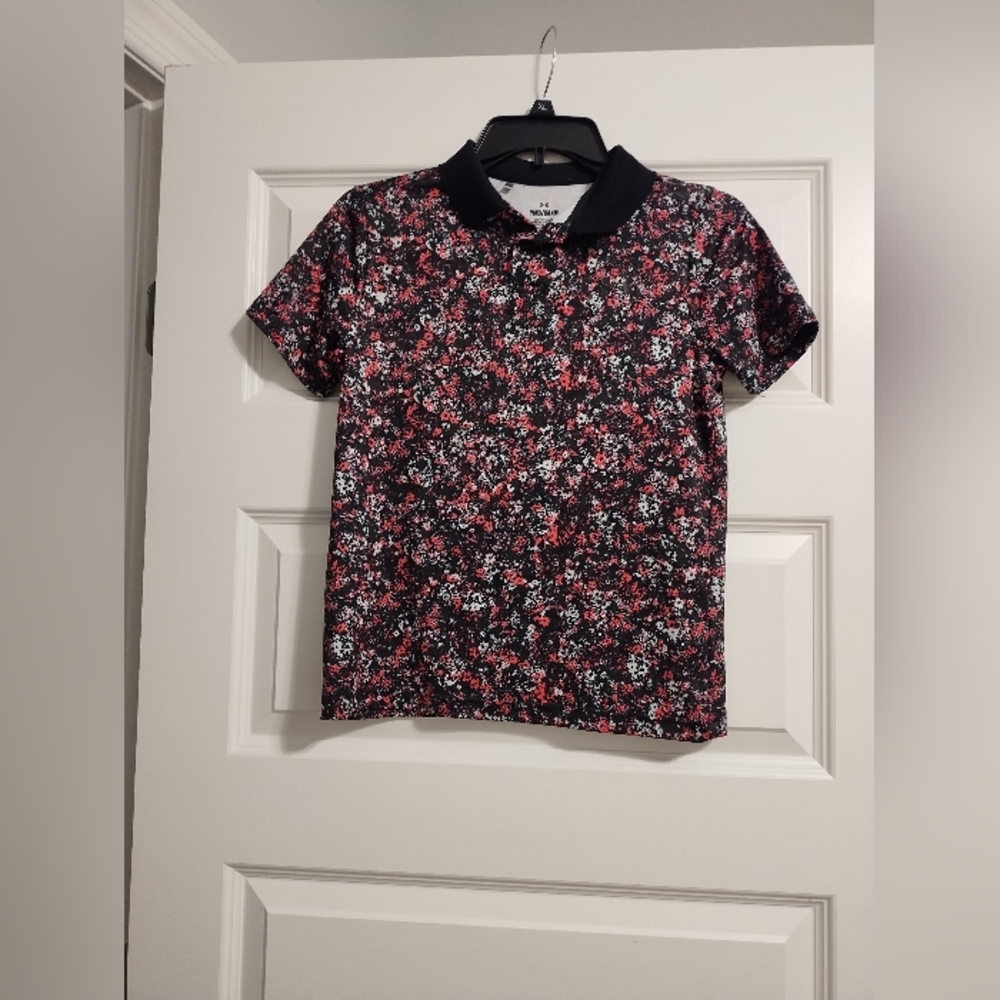 Splatter Style Polo Shirt with Black Collar